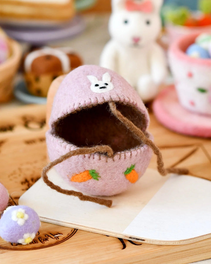 Felt Egg Cover, Pink with Bunny Motif