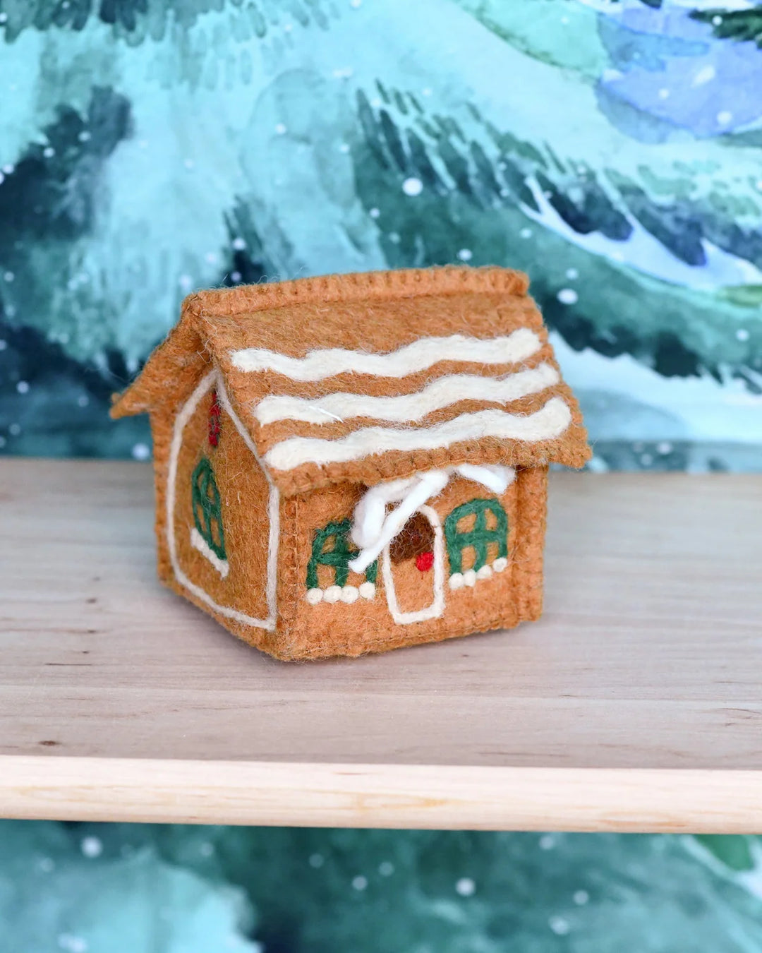 Felt Gingerbread House, Green Windows