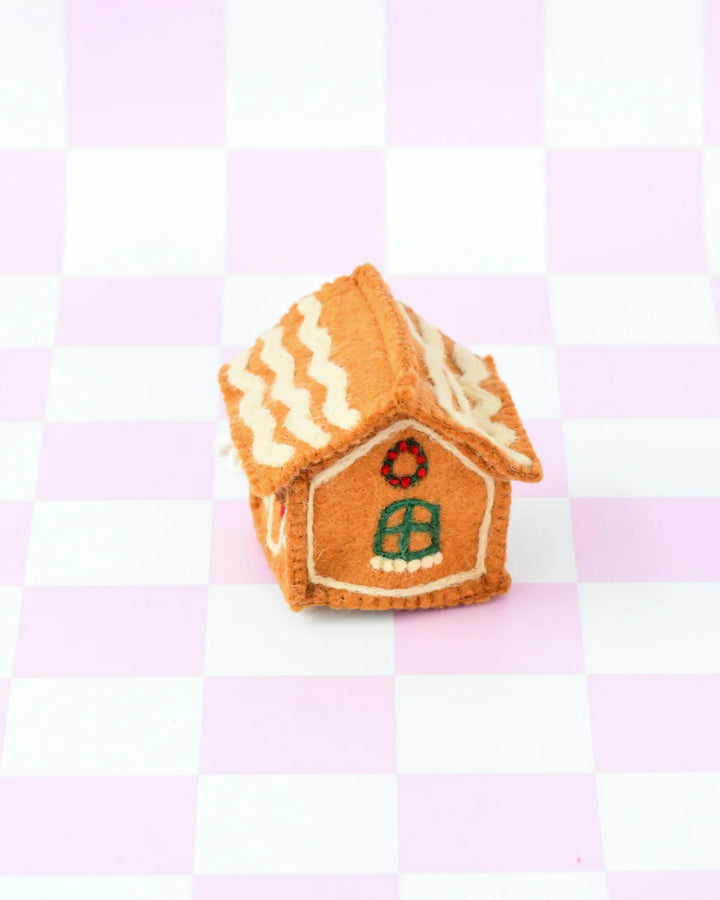 Felt Gingerbread House, Green Windows