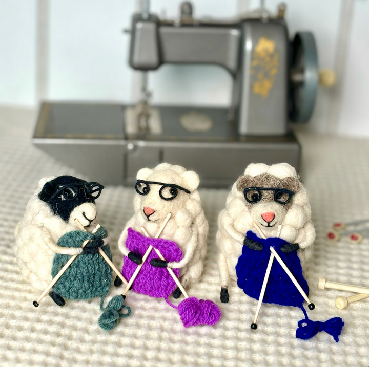 Felt Knitting Sheep, Purple