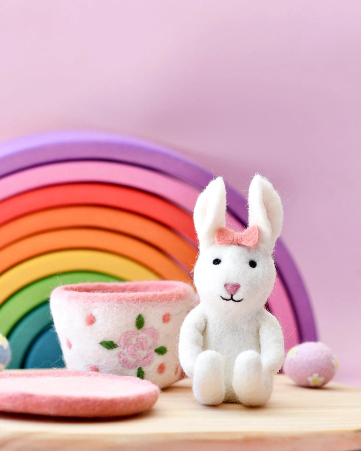 Felt Rabbit in Tea Cup Toy