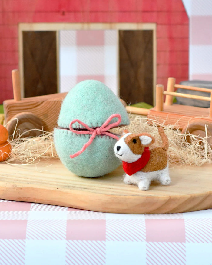 Felt Surprise Egg with Corgi Puppy Inside