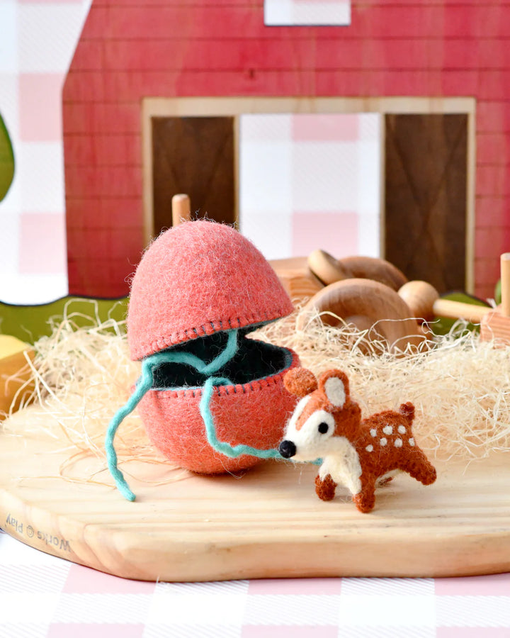 Felt Surprise Egg with Deer Inside