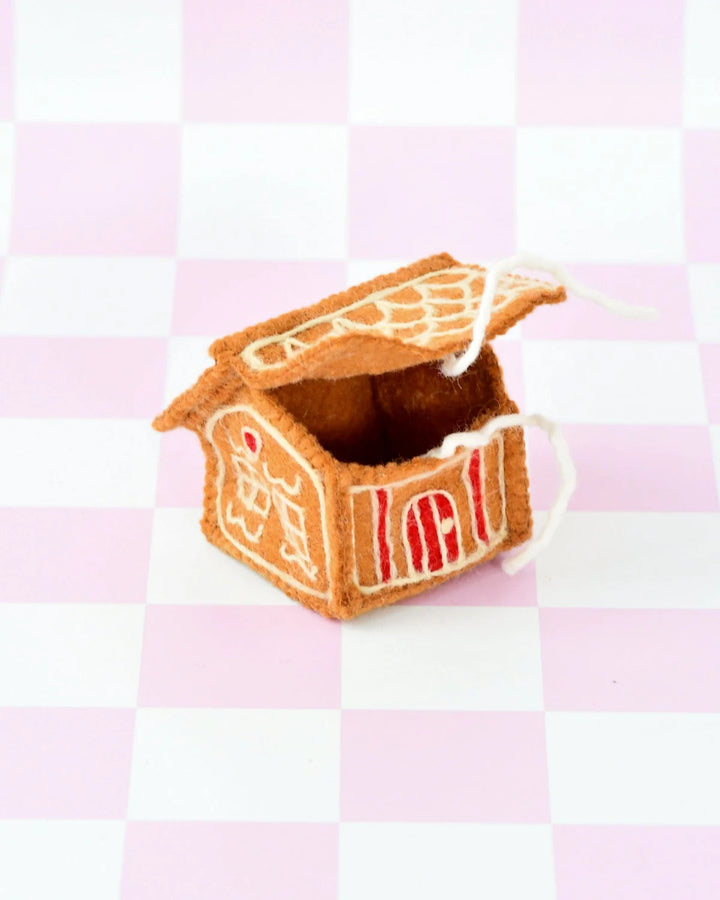 Felt Gingerbread House, Red Door
