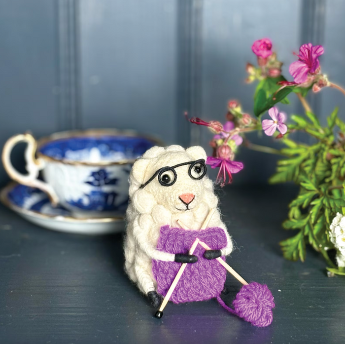 Felt Knitting Sheep, Purple