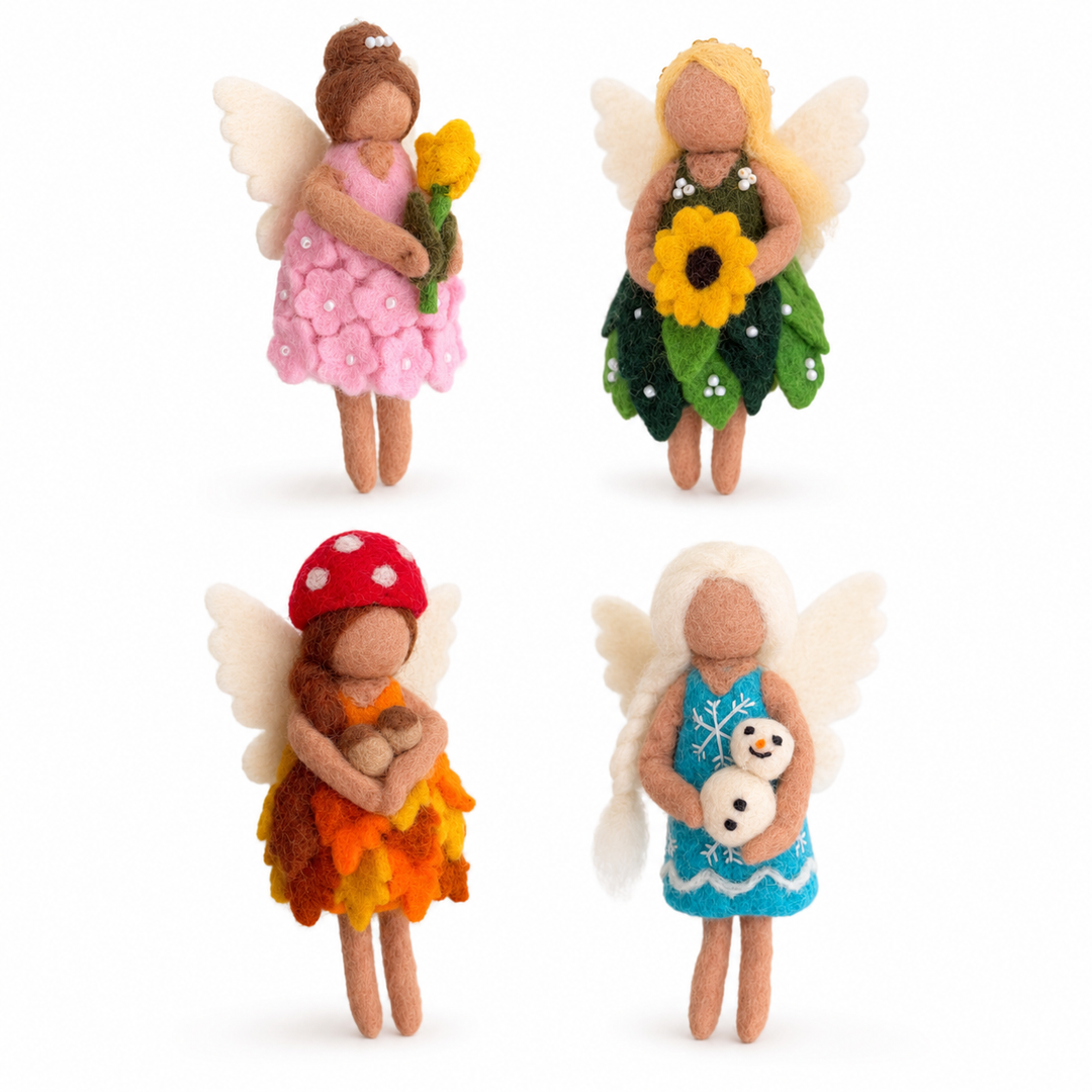 Handmade felt ornament set of four seasonal fairy angels