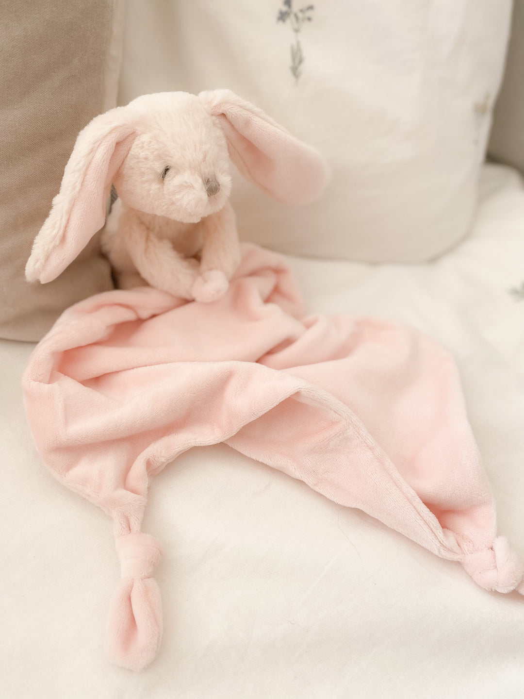 Mon Ami Rosie bunny knotted security blankie lovey