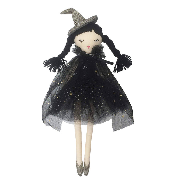 Mon Ami Cassandra witch plush doll in a Halloween dress and hat