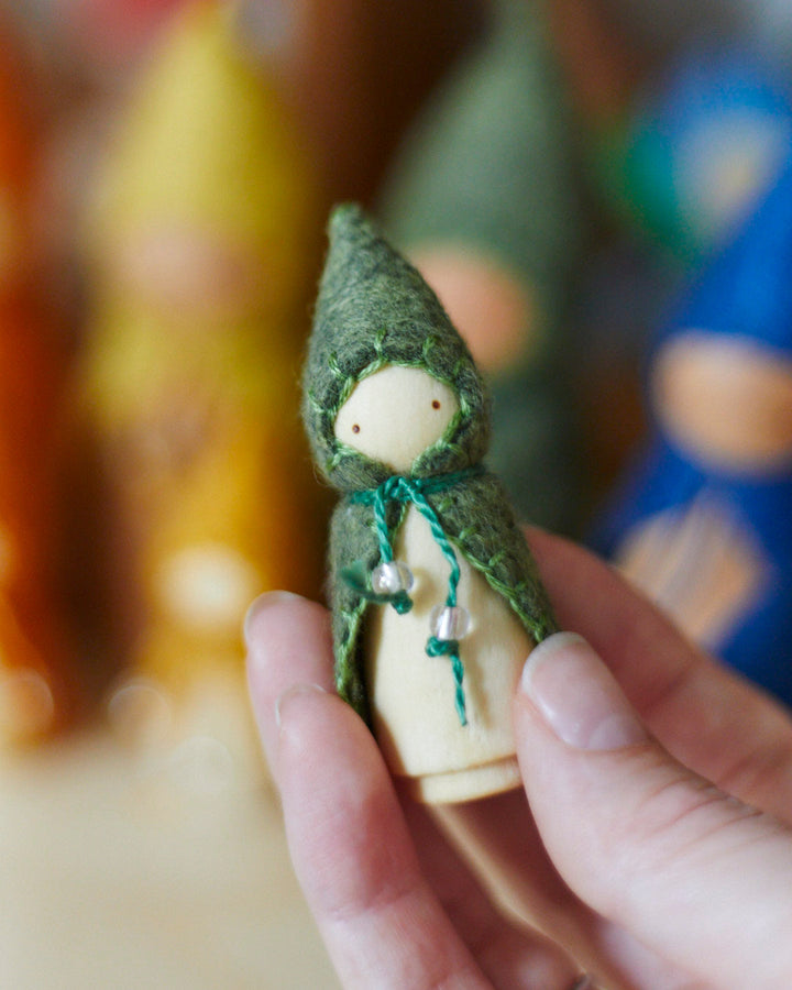 Mini Green Wooden Gnome