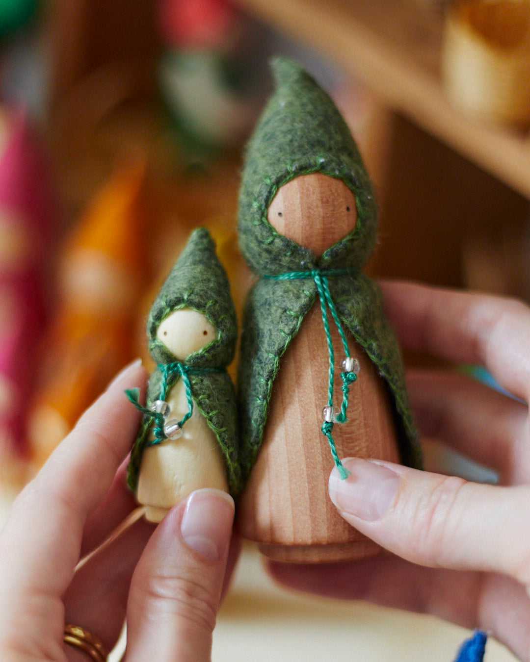 Mini Green Wooden Gnome
