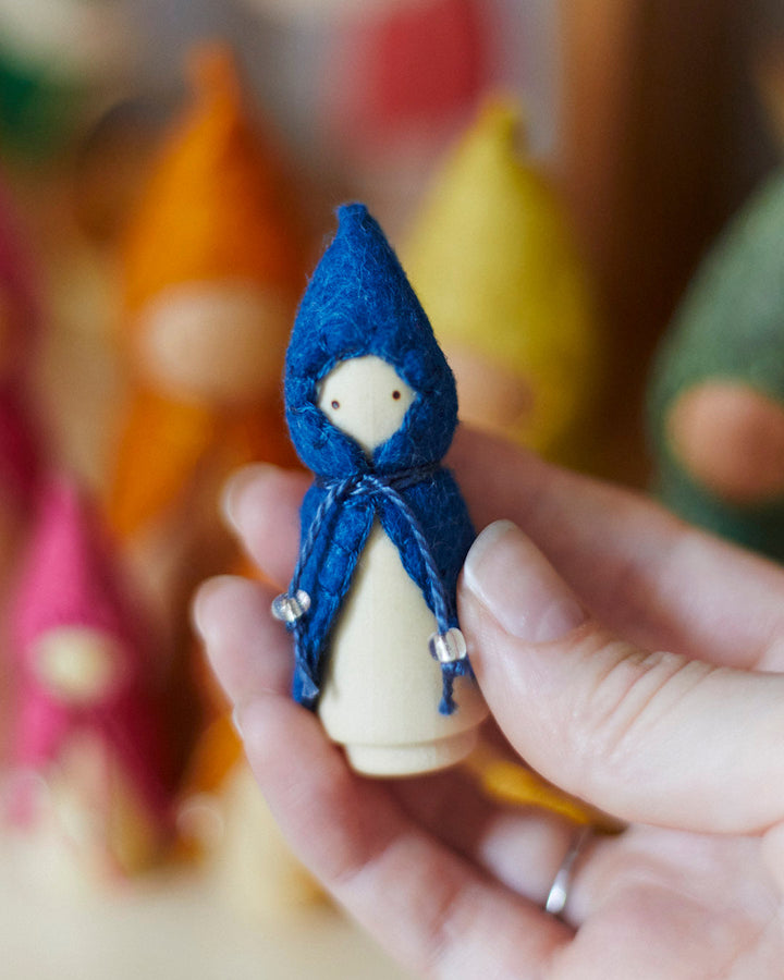 Mini Blue Wooden Gnome