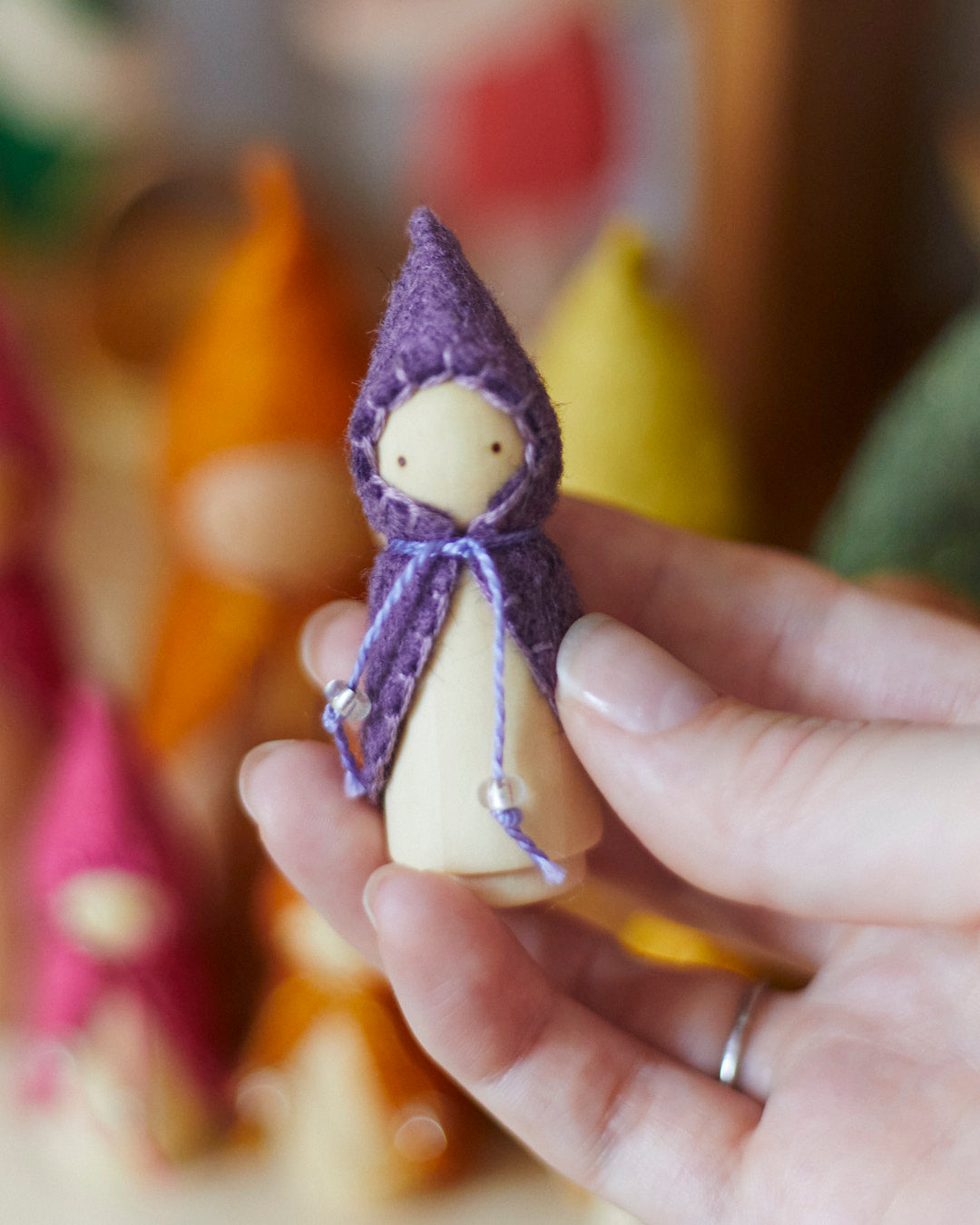 Mini Rainbow Wooden Gnome Set