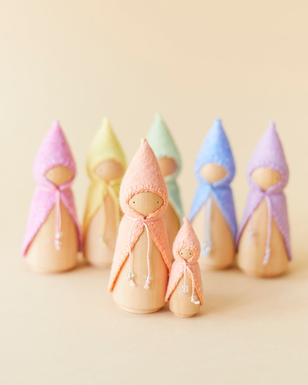 Pastel Orange Wooden Gnome
