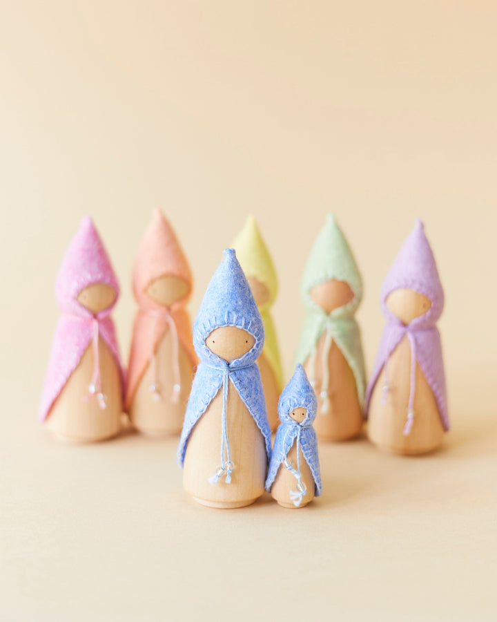 Mini Pastel Blue Wooden Gnome