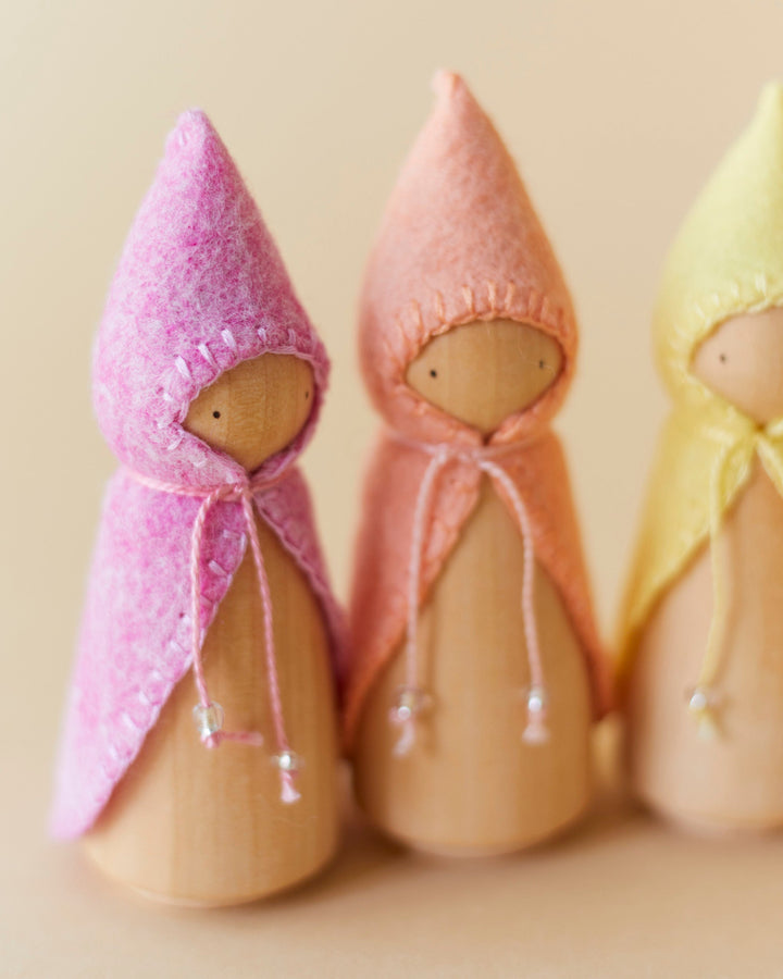Pastel Rainbow Wooden Gnome Set