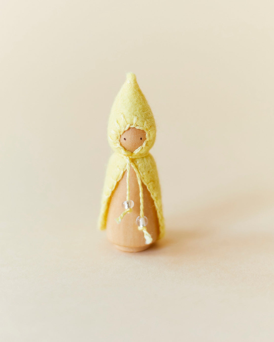 Mini Pastel Yellow Wooden Gnome