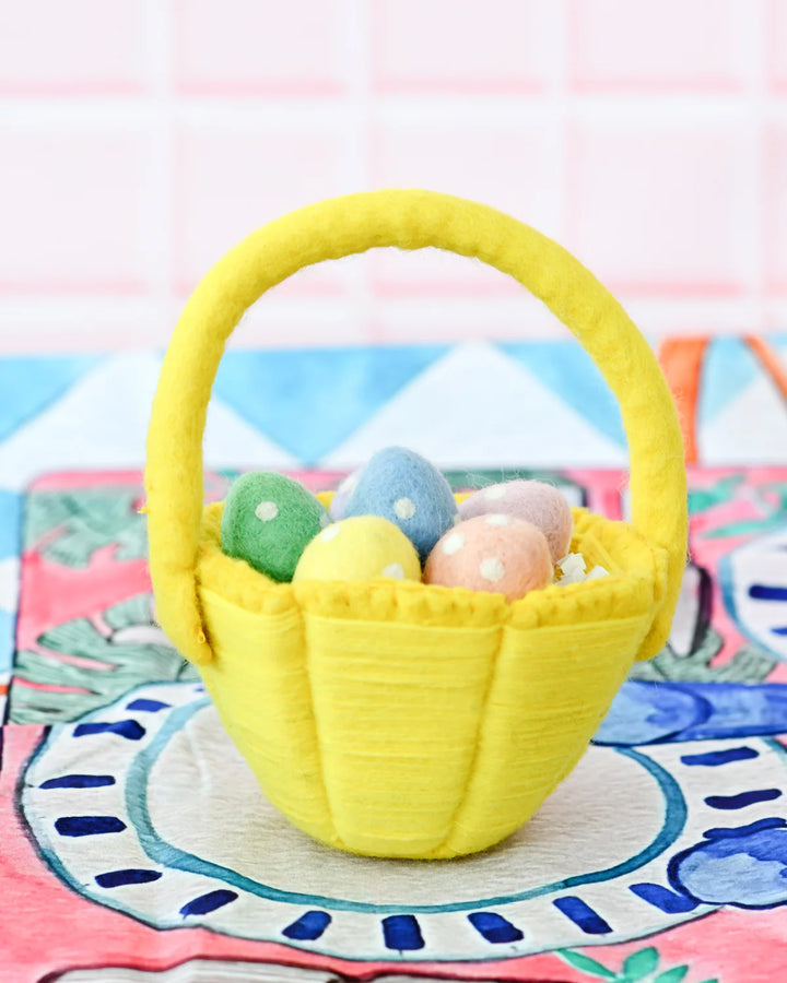Petite Yellow Felt Easter Basket