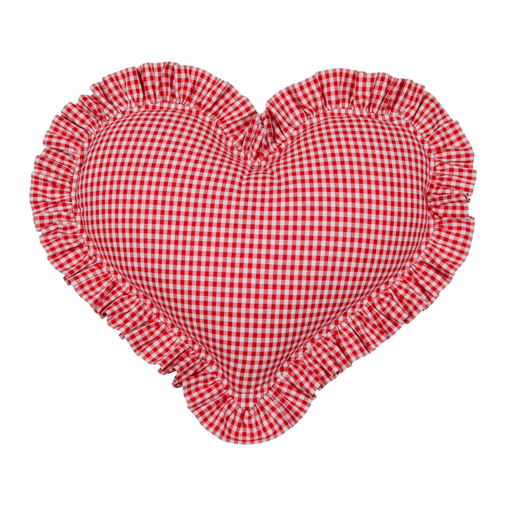"Red Checkered" Heart Pillow with Frill