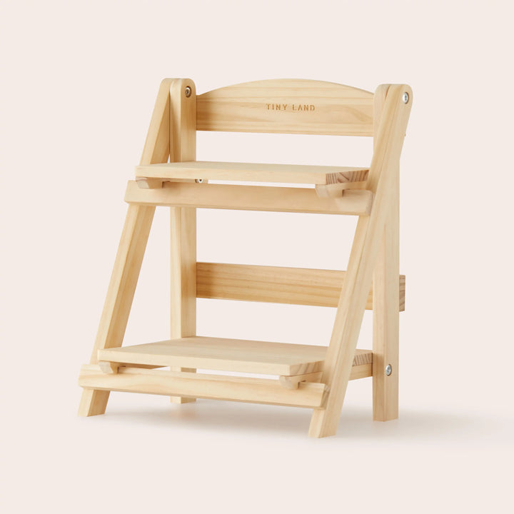 Tiny Land® Play Kitchen Accessories – Play Kitchen Food Storage: Versatile Wooden Rack for Play Food