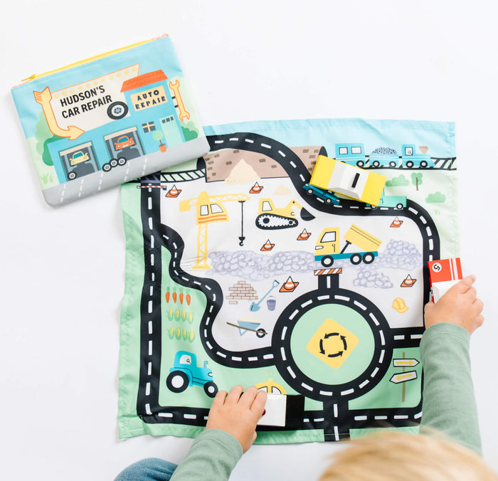 Toy Car Mat & Pouch: All-in-one Travel Entertainment!
