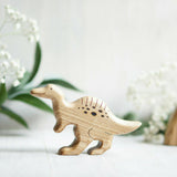 Wooden Spinosaurus, a natural wood animal toy by Tiny Fox Hole, cut and finished by hand from solid wood · view 1