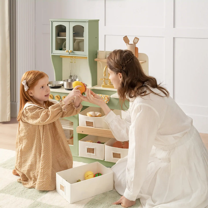 Tiny Land® Pretend Play Kitchen for Toddlers - Serenity Wooden Kitchen – Green