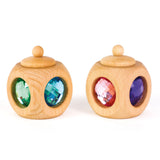 Two Bauspiel Tooth Fairy Boxes in pastel colors with gem windows and twist-top lids · view 3
