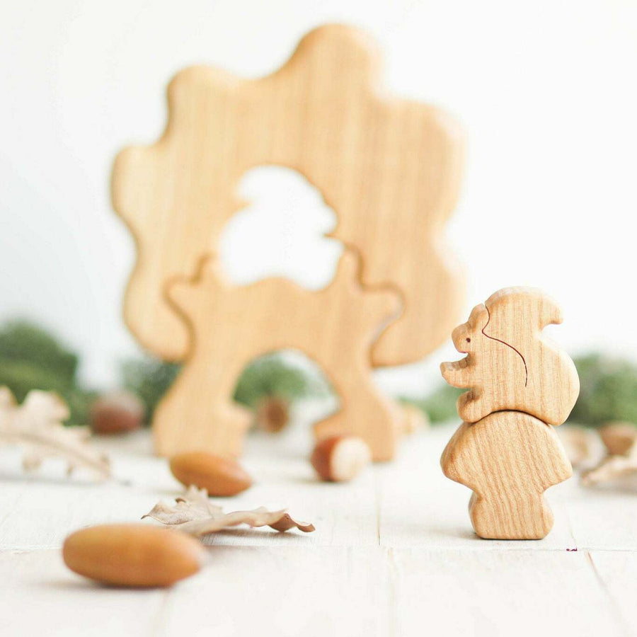 Wooden Tree Puzzle with Squirrel, a natural wood puzzle by Tiny Fox Hole (view 3)