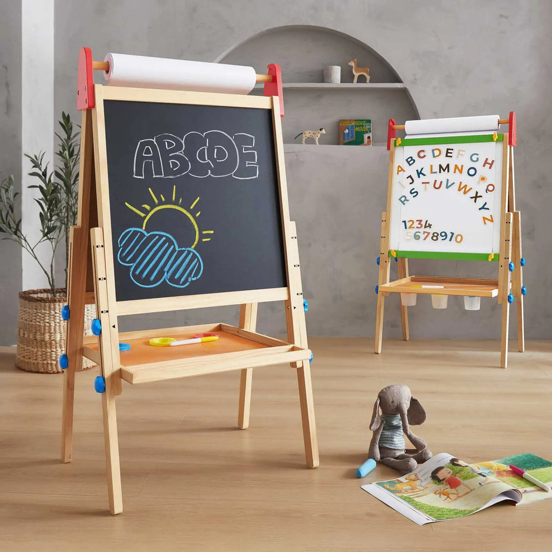 Tiny Land 3-in-1 kids art easel with chalkboard and whiteboard