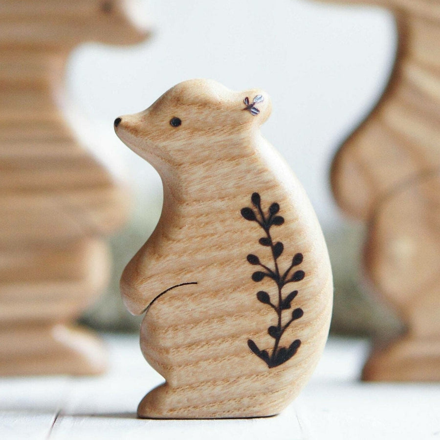 Wooden Baby Bear, Standing, a natural wood animal toy by Tiny Fox Hole (view 3)