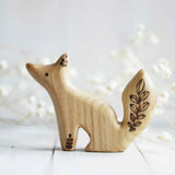 Wooden Baby Fox, Sitting, a natural wood animal toy by Tiny Fox Hole, cut and finished by hand from solid wood · view 1