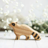 Wooden Baby Raccoon, Standing, a natural wood animal toy by Tiny Fox Hole, cut and finished by hand from solid wood · view 1
