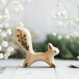 Wooden Baby Squirrel, Running, a natural wood animal toy by Tiny Fox Hole, cut and finished by hand from solid wood · view 1