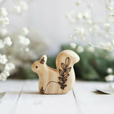 Wooden Baby Squirrel, Sitting, a natural wood animal toy by Tiny Fox Hole, cut and finished by hand from solid wood · view 1