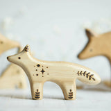 Wooden Baby Wolf, Standing, a natural wood animal toy by Tiny Fox Hole, cut and finished by hand from solid wood · view 1