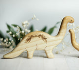 Wooden Brontosaurus, Mama, a natural wood animal toy by Tiny Fox Hole, cut and finished by hand from solid wood · view 1