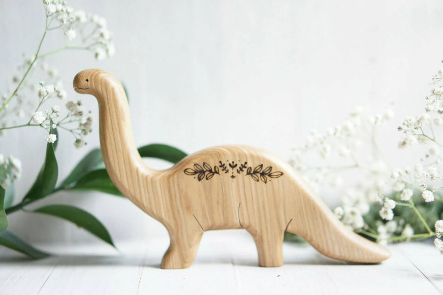 Wooden Brontosaurus, Papa, a natural wood animal toy by Tiny Fox Hole (view 2)