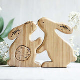 Wooden Bunny Family Announcement Puzzle (Mom, Dad, and Baby), a wooden new-baby keepsake by Tiny Fox Hole (view 3) · view 3