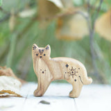 Wooden Cat, Star, a natural wood animal toy by Tiny Fox Hole, cut and finished by hand from solid wood · view 1