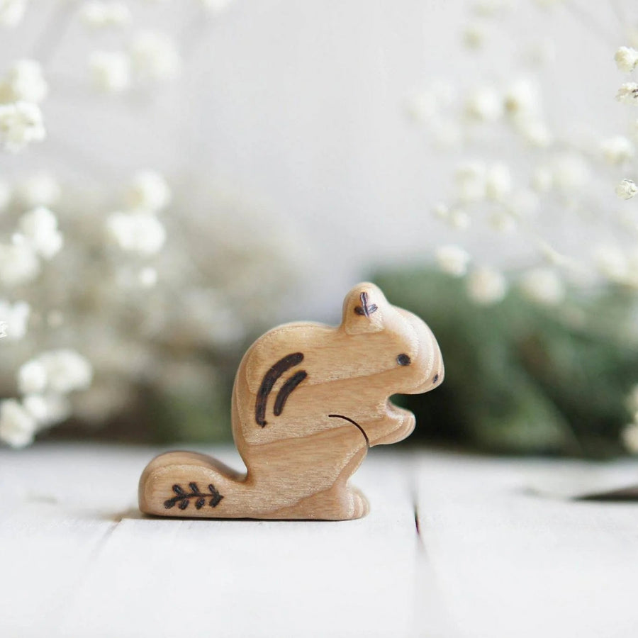 Wooden Chipmunk, Standing, a natural wood animal toy by Tiny Fox Hole (view 2)