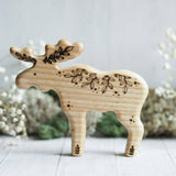 Wooden Moose, Papa, a natural wood animal toy by Tiny Fox Hole, cut and finished by hand from solid wood · view 1