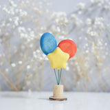 Wooden Balloon Ornament, Blue Sparkle, a wooden Waldorf celebration piece by Tiny Fox Hole, cut and finished by hand from solid wood · view 1