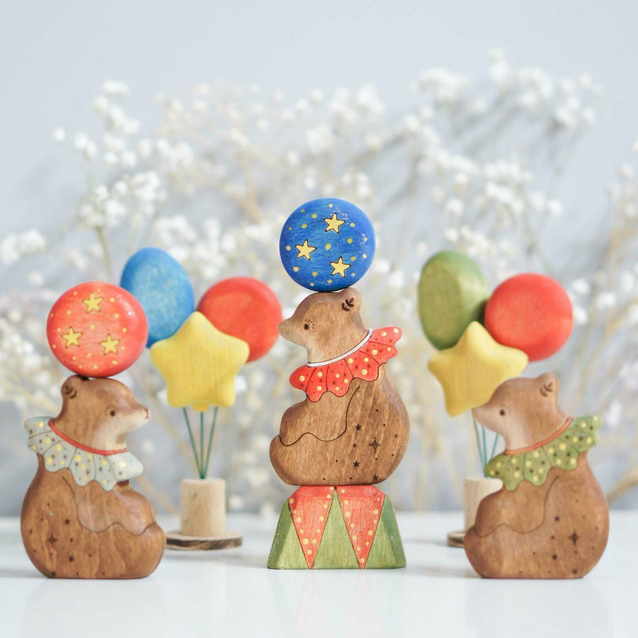 Wooden Balloon Ornament, Blue Sparkle, a wooden Waldorf celebration piece by Tiny Fox Hole (view 2)