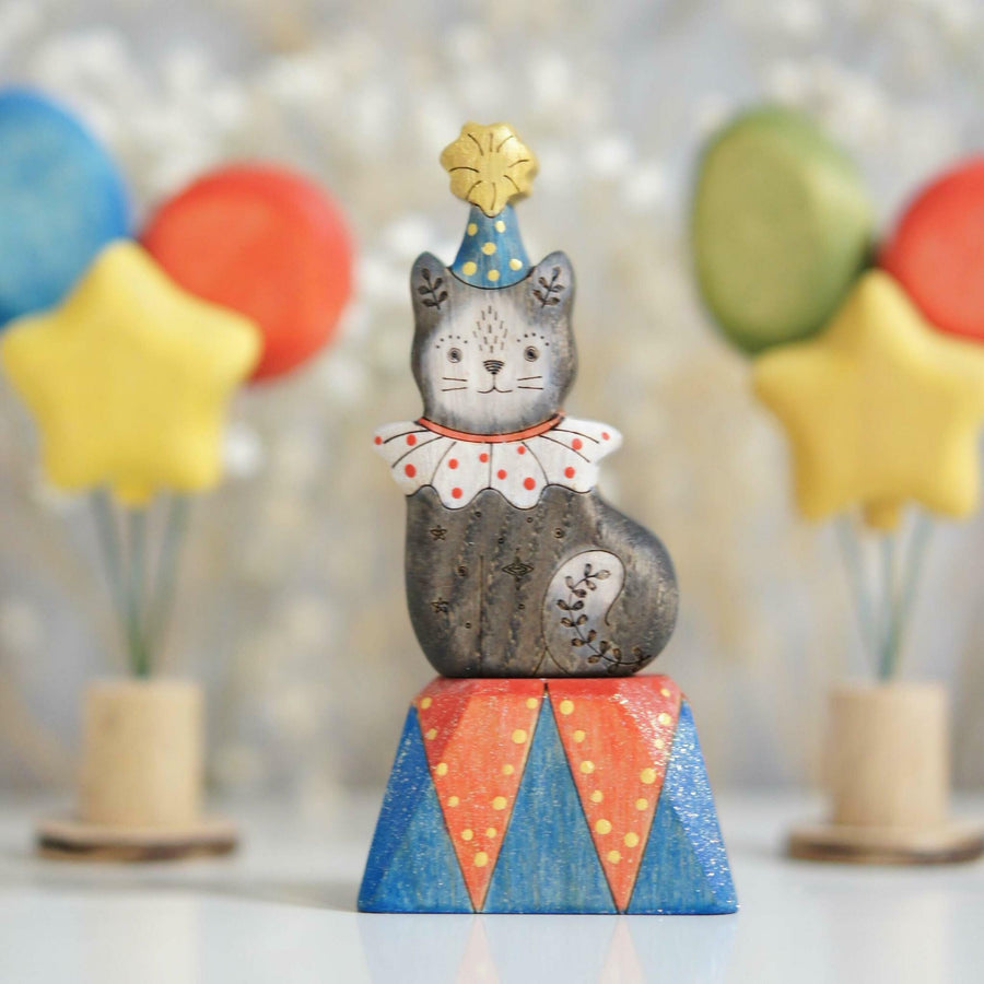 Wooden Balloon Ornament, Blue Sparkle, a wooden Waldorf celebration piece by Tiny Fox Hole (view 4)