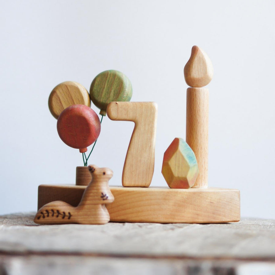 Wooden Balloon Ornament, Green, a wooden Waldorf celebration piece by Tiny Fox Hole (view 3)