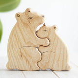 Wooden Mama and Baby Bear Puzzle, a natural wood puzzle by Tiny Fox Hole (view 2) · view 2