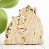 Wooden Mama and Baby Bear Puzzle, a natural wood puzzle by Tiny Fox Hole, cut and finished by hand from solid wood · view 1