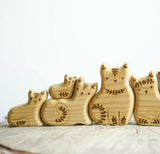 Wooden Cat Family Puzzle, a wooden new-baby keepsake by Tiny Fox Hole (view 2) · view 2