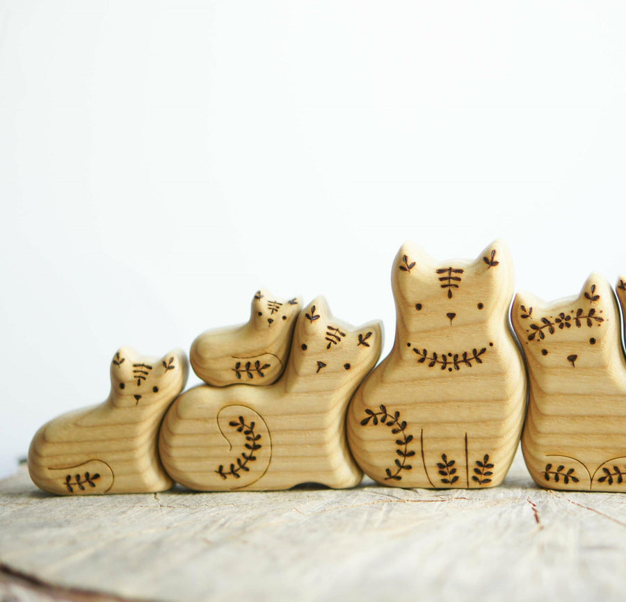 Wooden Cat Family Puzzle, a wooden new-baby keepsake by Tiny Fox Hole (view 2)