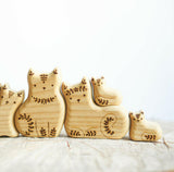 Wooden Cat Family Puzzle, a wooden new-baby keepsake by Tiny Fox Hole (view 3) · view 3